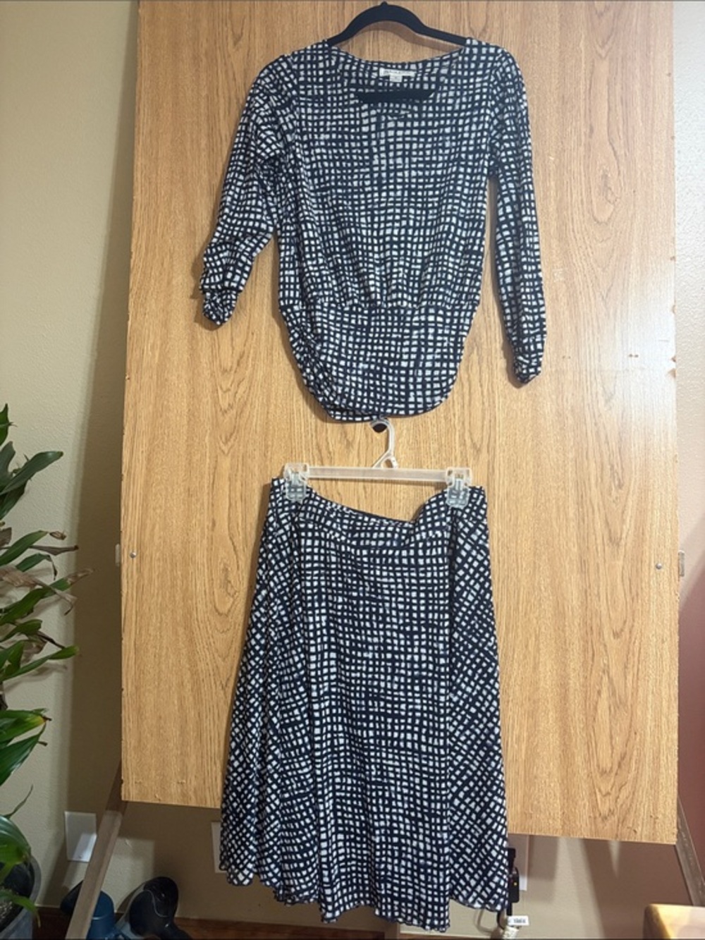 Pendleton Black and White A-Line Full Skirt with Matching 3/4 Top Set